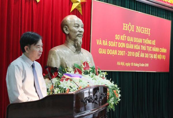 Hội nghị sơ kết giai đoạn thống kê và đơn giản hóa thủ tục hành chính giai đoạn 2007 - 2010 (Đề án 30) tại Bộ Nội vụ